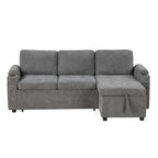 Modern L-shaped Convertible Sofa Bed with Storage, Cup Holders, USB Ports, Gray Chenille, 83.5' - Grand Goldman Shop