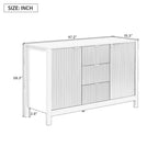 U_STYLE Sideboard with Wave Design - 3 Adjustable Shelves, 3 Drawers & Soft-Close Doors, Storage Console Table with Metal Handles, Suitable for Study, Hallway and Living Room, 3 Colors - Grand Goldman Shop