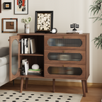 Accent Cabinet with 3 Drawers and Door, Wooden Storage Cabinet with Shelves, Sideboard for Living Room, Entryway, Natural - Grand Goldman Shop