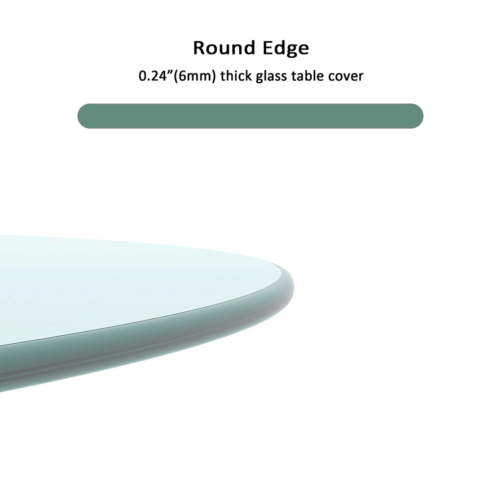 Clear Tempered Glass Round Table Top with Polished Edge, 20' Diameter, 1/4' Thick - Grand Goldman Shop