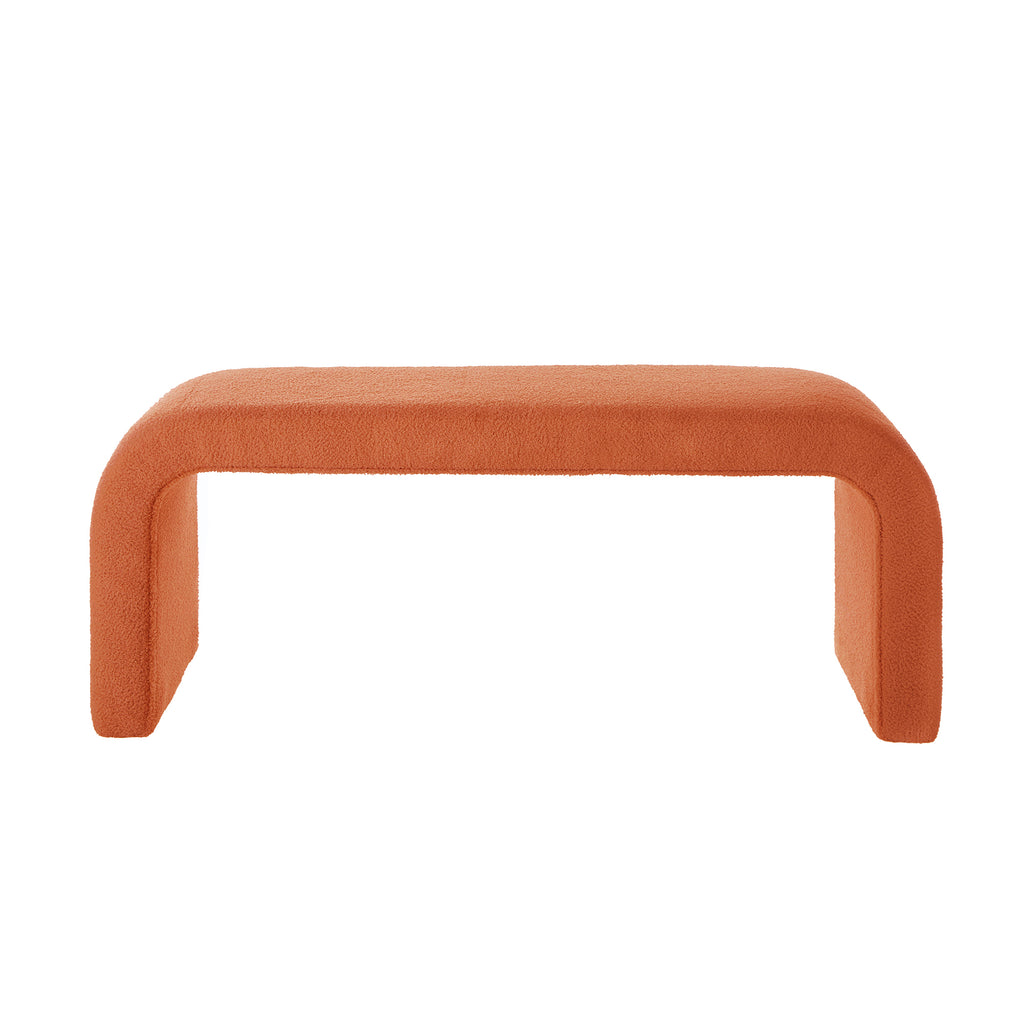Set of 3 U-Shaped Modern Bench Teddy  Ottoman Bench for Entryway, Bedroom End of Bed, Set of 3 Small Sofa Footrest Extra Seating for Living Room, 44+18 Inch Bench Bench & Ottoman- Orange - Grand Goldman Shop