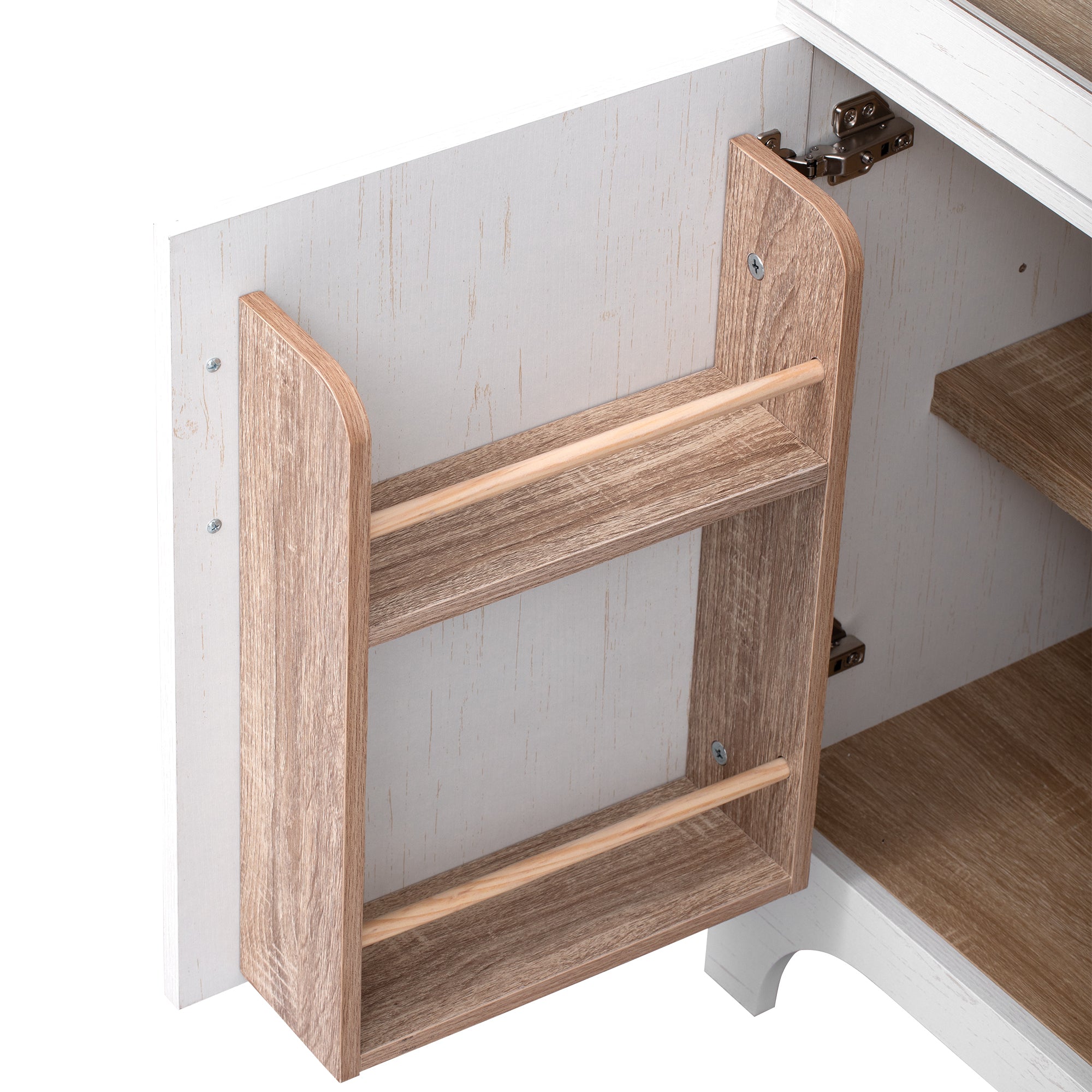 K&K 71' Tall Arched Kitchen Pantry Cabinet with Door Shelves, Farmhouse Kitchen Storage Cabinet with Open & Adjustable Shelves, Hidden Drawer & Glass Door, Cupboard for Kitchen, Dining Room, White - Grand Goldman Shop