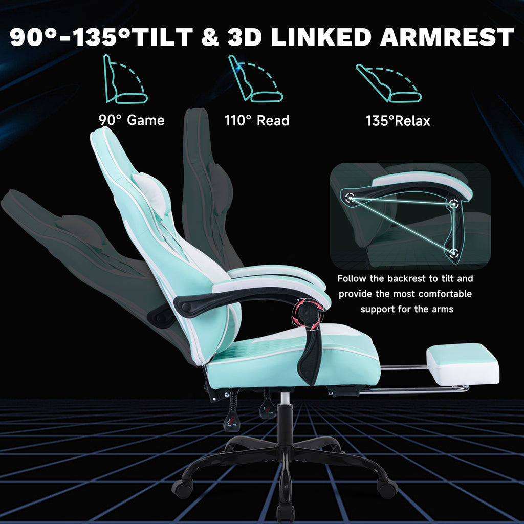 Ergonomic Video Gamer Chairs,Computer Gaming Chairs with Massage Lumbar Support and footrest,Racing Style Computer Chair Adju