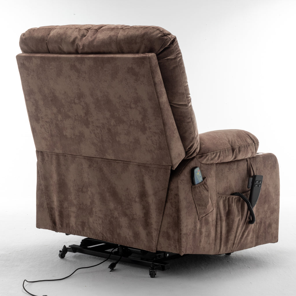 Lift Chair for Big and Tall Person with Inconvenient Legs: High Density Foam Lift Sofa with Heat and Massage, 2 Pockets, 2 Cup Holder, 2 Remote, 2 OKIN Motor - Grand Goldman Shop
