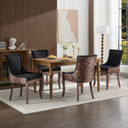 A&A Furniture,Ultra Side Dining Chair, Thickened fabric chairs with neutrally toned solid wood legs, Bronze nail head, Set of 2,Leopard Print - Grand Goldman Shop