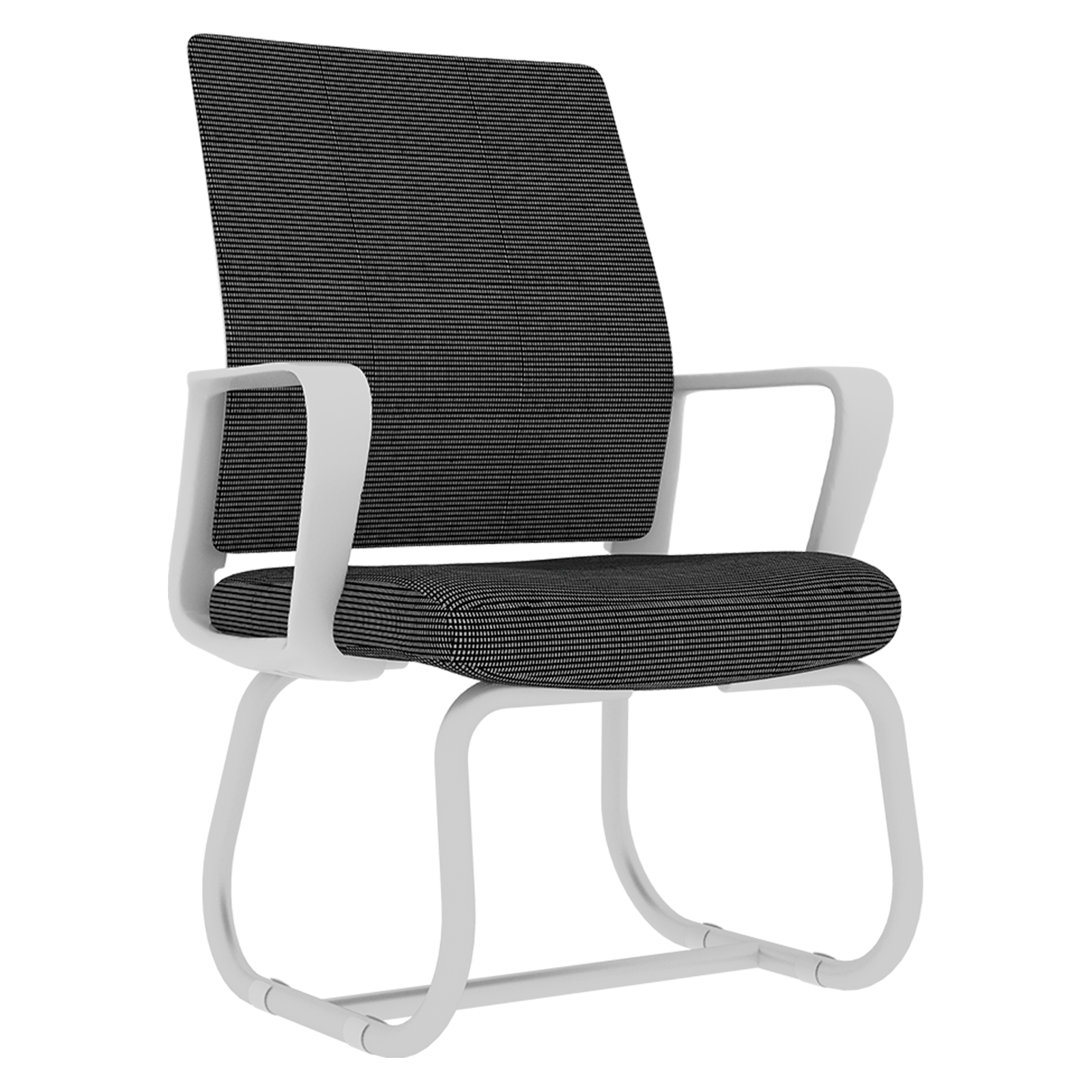 Minimalist Modern Office Chair with Metal Frame, Soft Mesh Backrest, Comfortable Polyurethane Cushion, White+Black, Suitable 