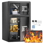 Double Door 4.5 cu.ft Safe Box with Key Lock Password Fireproof Bag Black,organize cash, passports, jewelry, gold, watches an