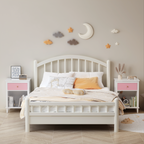 Pink+Golden Handle Wooden Nightstand 26.77''H with One Drawer One Shelf for Kids and Adults - Grand Goldman Shop