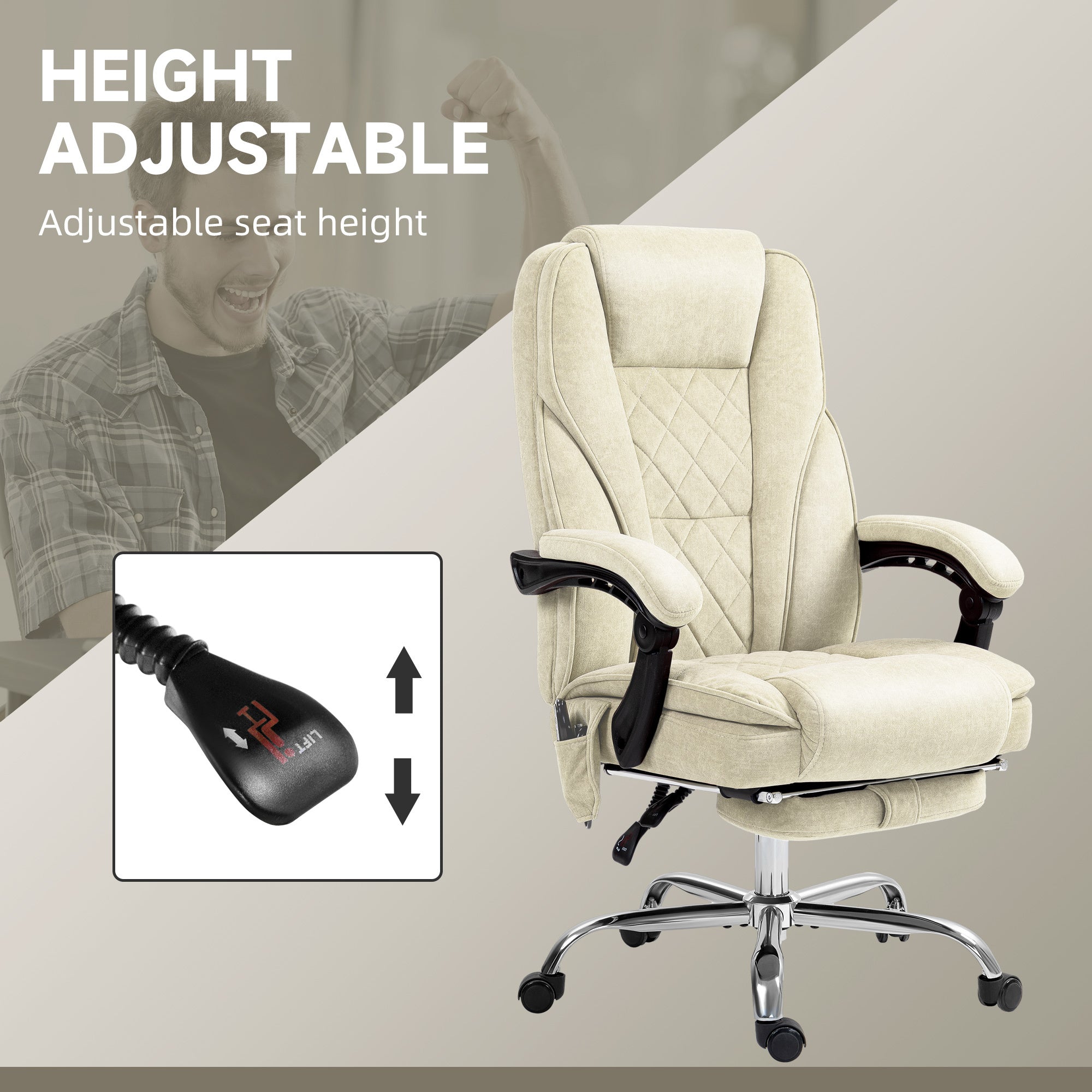 Vinsetto Massage Office Chair with Foot Rest, Executive Office Chair with 6 Vibration Point and Heat, Reclining Computer Chai
