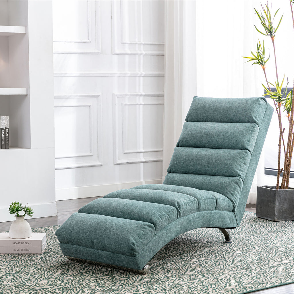 Ergonomic Electric Massage Chaise Lounge with Remote Control, Teal Linen Upholstery, 5 Modes for Relaxation - Grand Goldman Shop