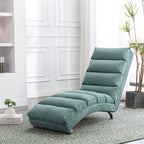Ergonomic Electric Massage Chaise Lounge with Remote Control, Teal Linen Upholstery, 5 Modes for Relaxation - Grand Goldman Shop