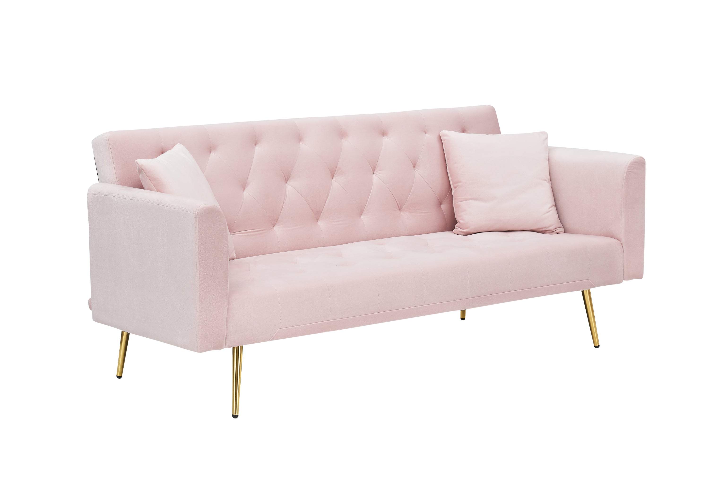 71 inch convertible love seat sofa, American retro pink velvet, suitable for small living room, bedroom, office - Grand Goldman Shop