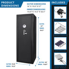 Tall Biometric Rifle Safe with 9.33 Cubic Ft Storage Capacity in Black Steel - Grand Goldman