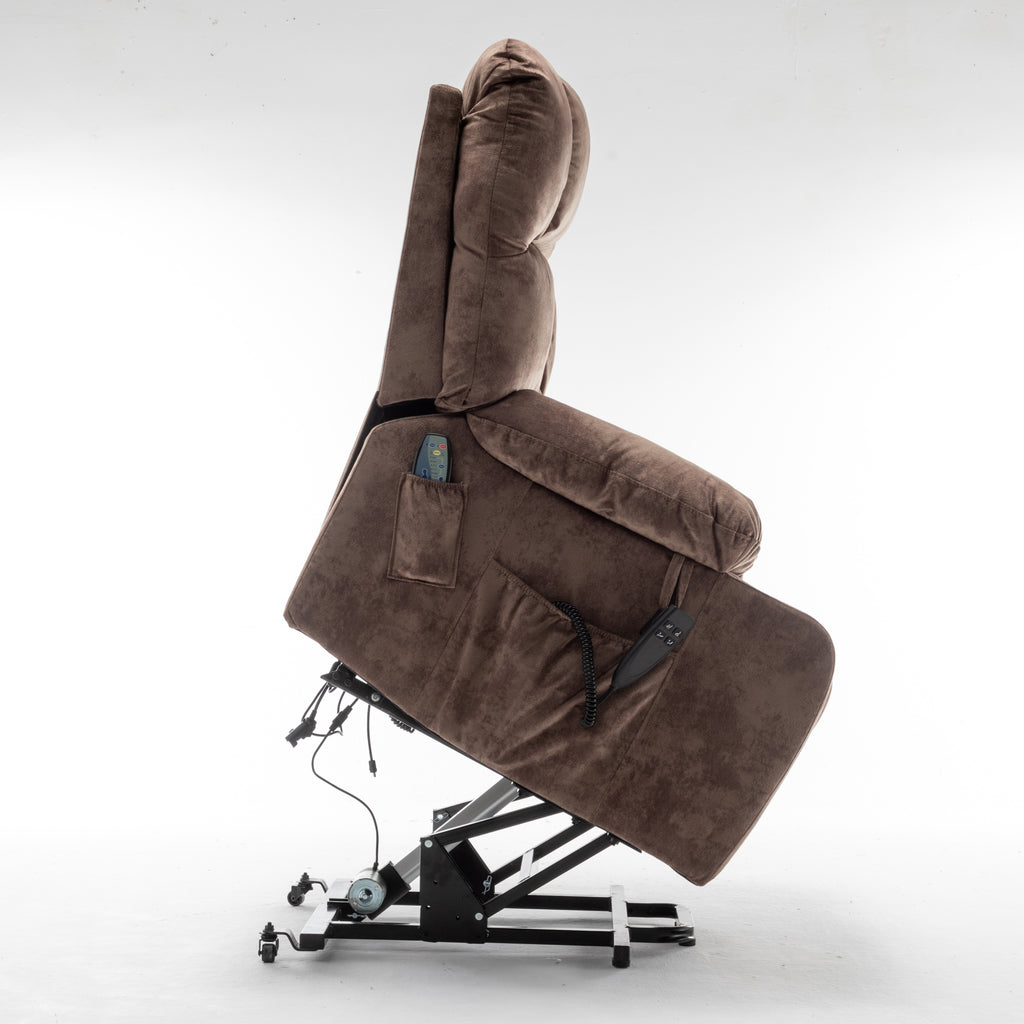 Lift Chair for Big and Tall Person with Inconvenient Legs: High Density Foam Lift Sofa with Heat and Massage, 2 Pockets, 2 Cup Holder, 2 Remote, 2 OKIN Motor - Grand Goldman Shop