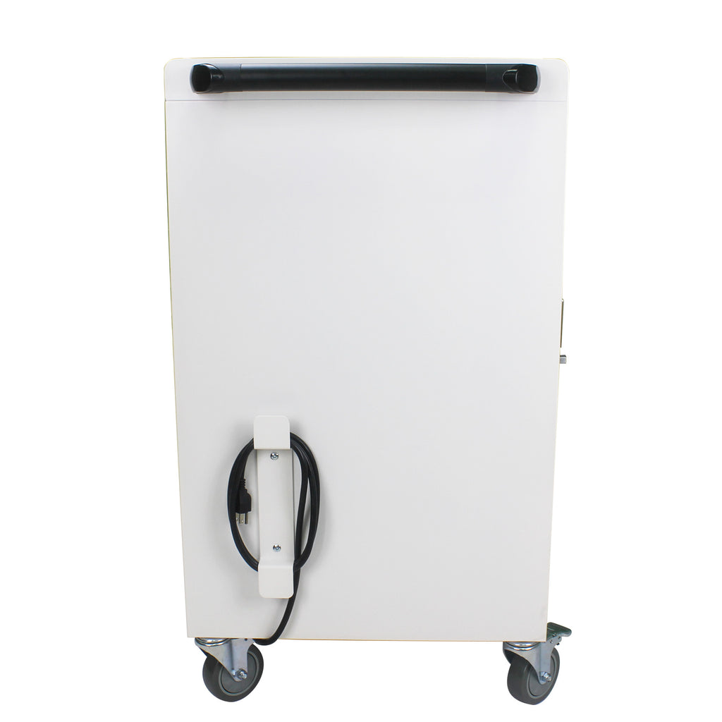 30+2 Bay Mobile School Charging Cart Station for Chromebook, Tablet and Laptop Computer with Power Strip Included - White | P