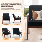 Mid-Century Modern Wingback Accent Chair with Solid Wood Frame and Extra-Thick Backrest – Lounge Chair for Living Room, Bedroom, or Reading Room - Grand Goldman Shop
