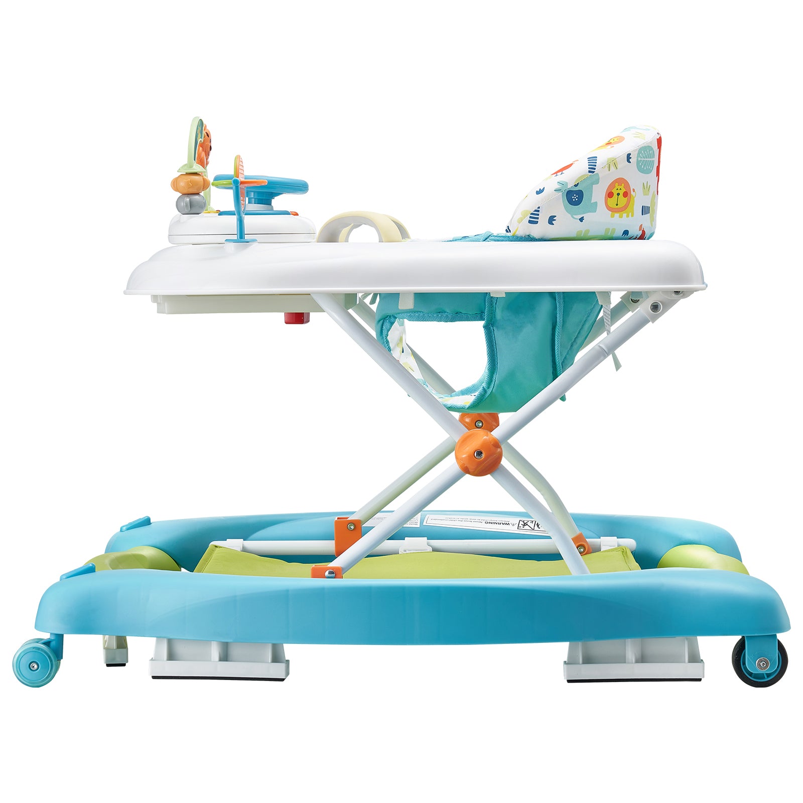 4-in-1 Baby Walker, Foldable Baby Activity Center on Wheels, 3 Adjustable Height, Music & Toys Tray, Learning-Seated,Walk-Beh