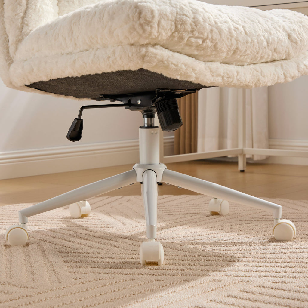 W26.4 inch  Wider Seat Office Chair,Artificial rabbit hair Home Office Chair with Metal Base,Adjustable Desk Chair Swivel Off