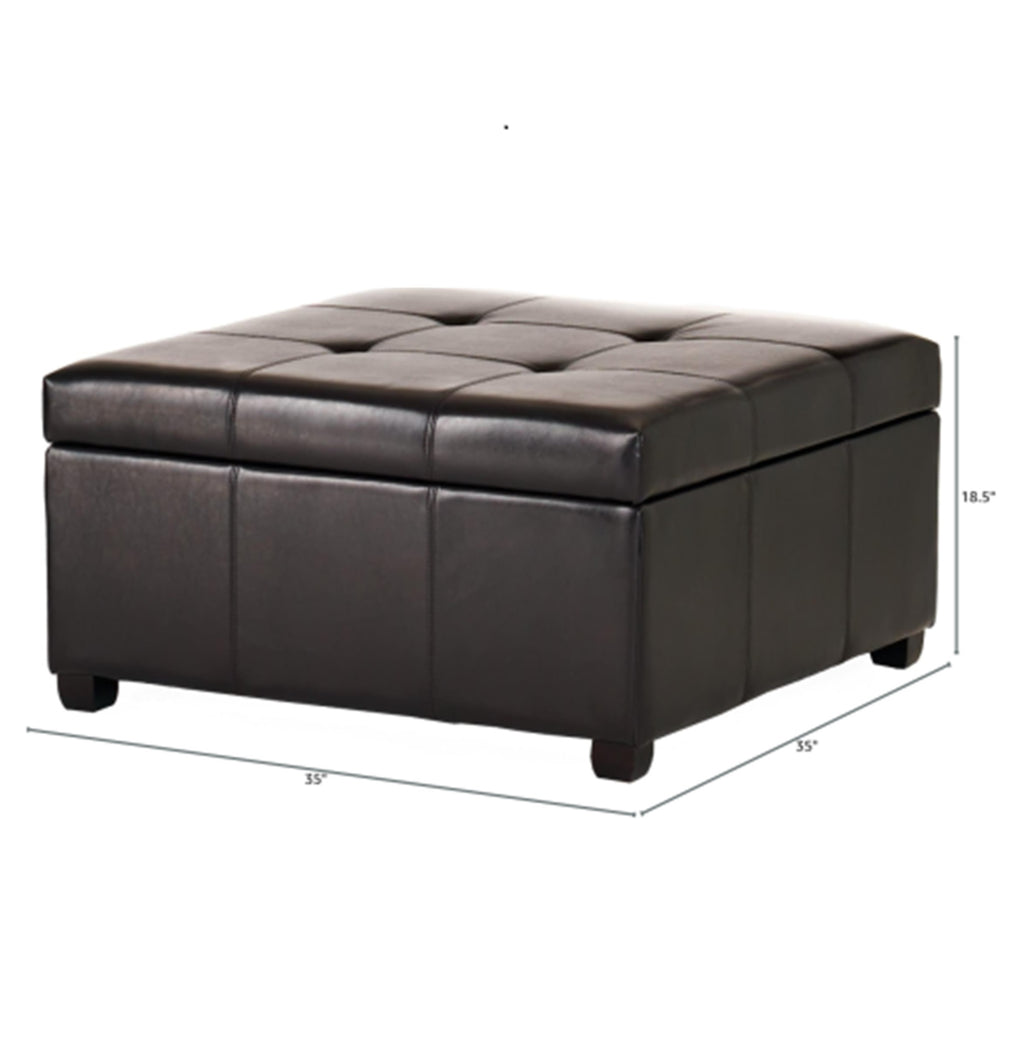 35inch Storage Ottoman,Large Square Ottoman Bench with Storage,Tufted Ottomans Footstool for Living Room - Grand Goldman Shop