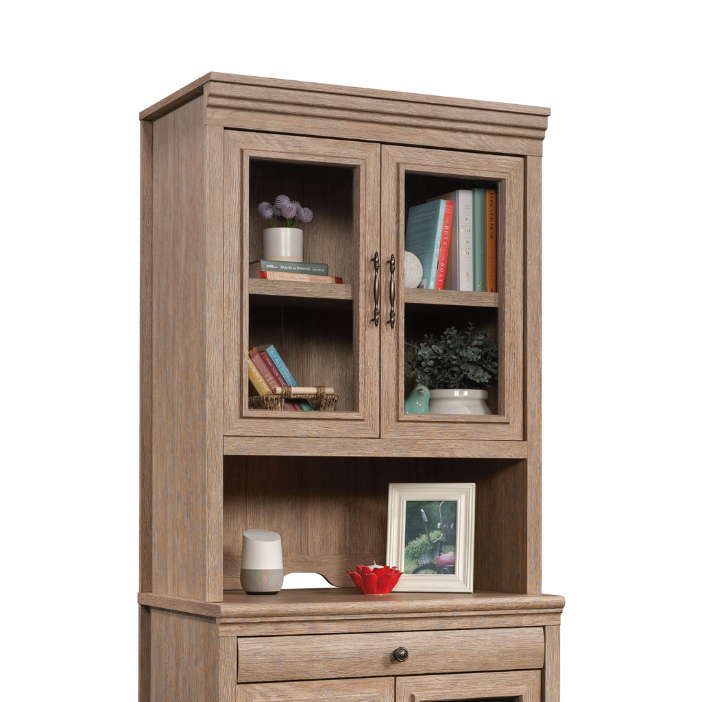Library Hutch with Glass Doors, Brown finish | Premium Home Decor - Grand Goldman