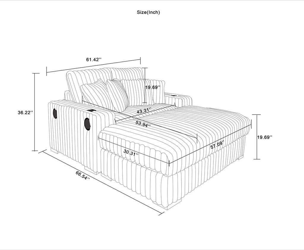 61.42Inch Square Arm Loveseat With Ottoman, 2PCS Back Cushions and 4PCS Toss Pillows, Cupholder,Bluetooth Speaker,Wireless Charger,USB Ports for Living Room and Bedroom,Light Grey - Grand Goldman Shop