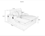 61.42Inch Square Arm Loveseat With Ottoman, 2PCS Back Cushions and 4PCS Toss Pillows, Cupholder,Bluetooth Speaker,Wireless Charger,USB Ports for Living Room and Bedroom,Light Grey - Grand Goldman Shop
