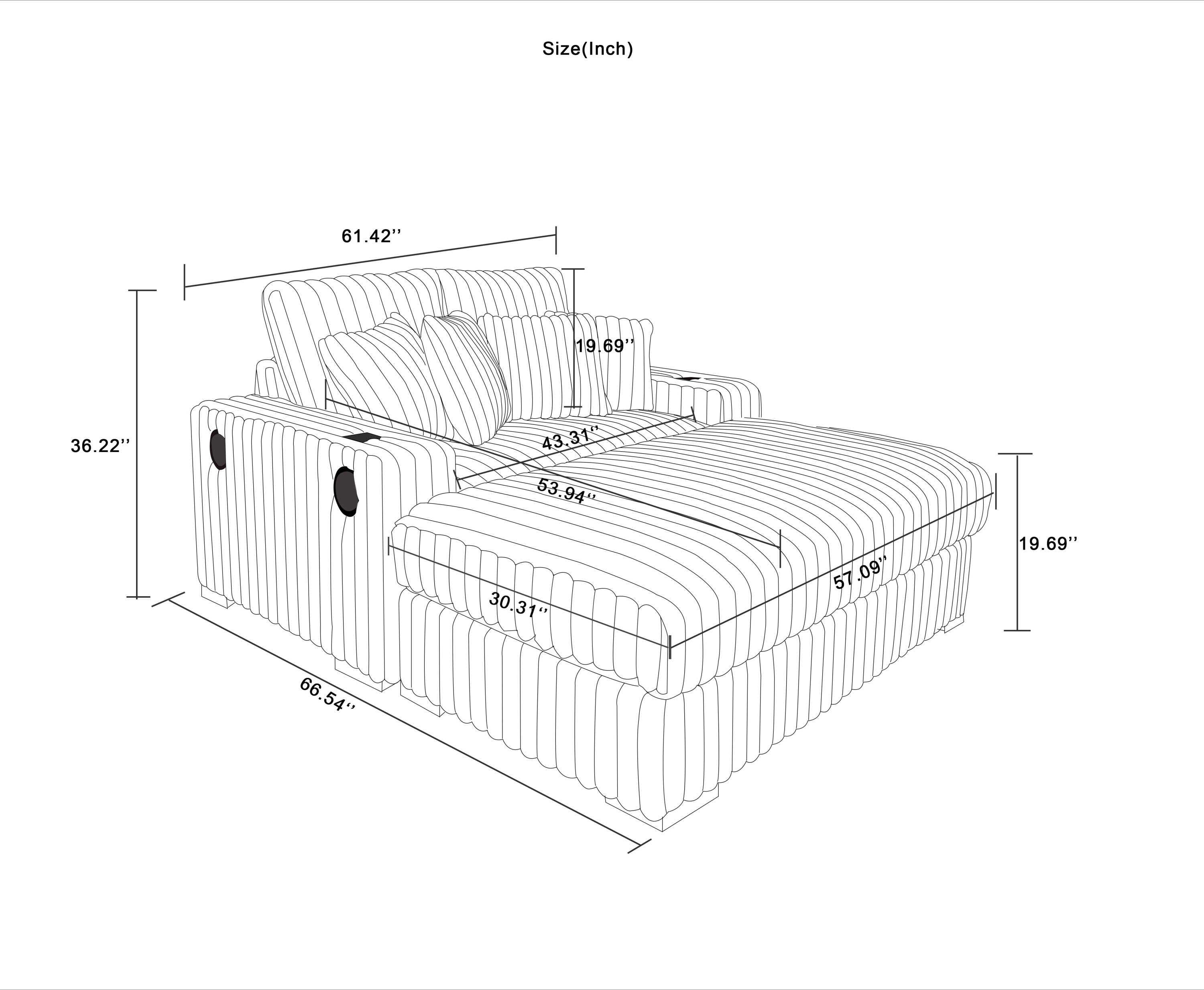 61.42Inch Square Arm Loveseat With Ottoman, 2PCS Back Cushions and 4PCS Toss Pillows, Cupholder,Bluetooth Speaker,Wireless Charger,USB Ports for Living Room and Bedroom,Light Grey - Grand Goldman Shop
