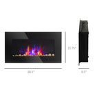 28.5' 1500W Electric Wall-Mounted Fireplace with Flame Effect, 7 Color Background Light, Black - Grand Goldman Shop