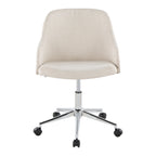 Contemporary Office Chair in Chrome Metal, Walnut Wood, and Cream Fabric | Premium Home Decor - Grand Goldman