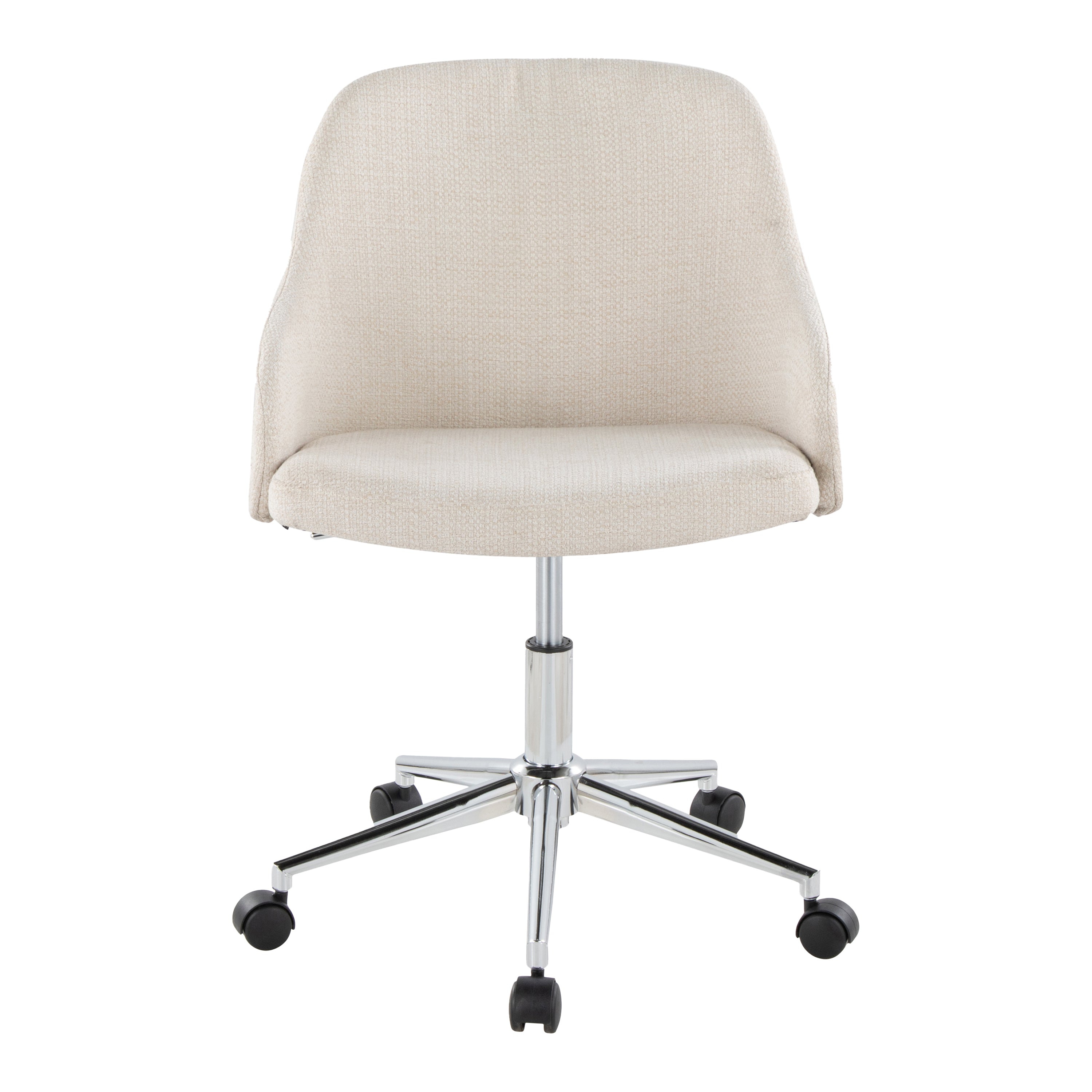 Contemporary Office Chair in Chrome Metal, Walnut Wood, and Cream Fabric | Premium Home Decor - Grand Goldman
