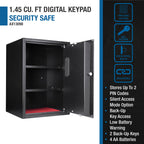 Large Digital Keypad Safe with 1.45 Cubic Ft Capacity in Black Steel and Removable Shelves - Grand Goldman