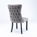A&A Furniture,Upholstered Wing-Back Dining Chair with Backstitching Nailhead Trim and Solid Wood Legs,Set of 2, Gray,SW8809GY,  KD - Grand Goldman Shop