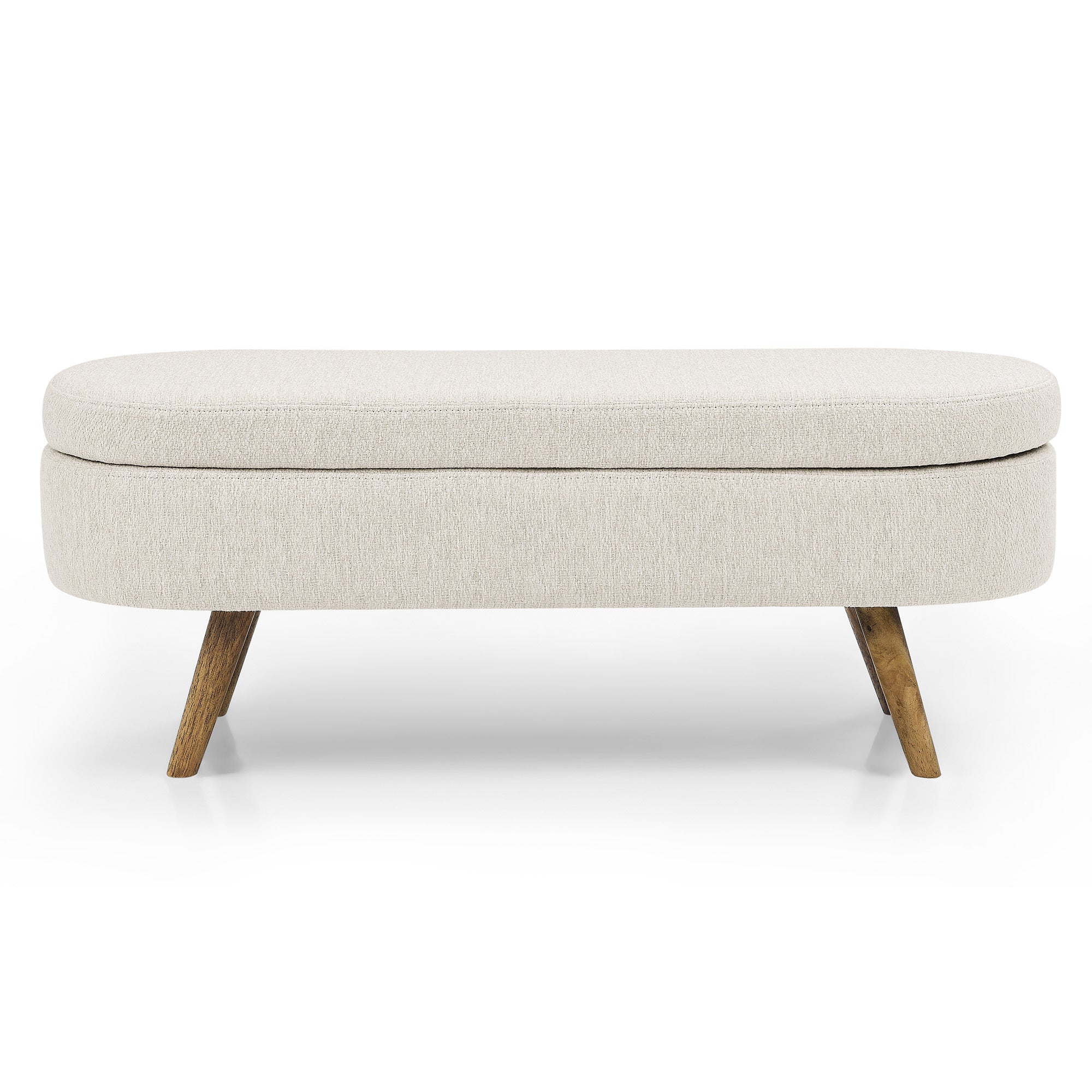 Ottoman Oval Storage Bench,Rubber Wood Legs, Beige(43.5'x16'x16') - Grand Goldman Shop
