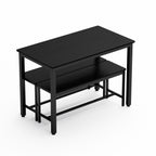 Dining Table Set, Bar Table with 2 Dining Benches, Kitchen Table Counter with Chairs, Industrial for Kitchen Breakfast Table, Living Room, Party Room, Black , 43.3″L x23.6″W x 29.9″H - Grand Goldman Shop