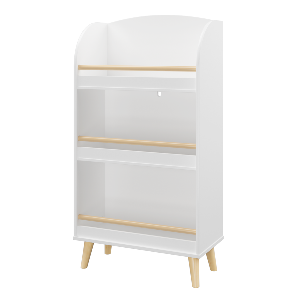 Kids Bookshelf 3-Tier White Book Organizer with Toy Storage, MDF and Pine Wood Legs | Premium Home Decor - Grand Goldman