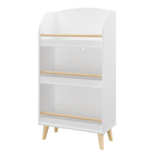 Kids Bookshelf 3-Tier White Book Organizer with Toy Storage, MDF and Pine Wood Legs | Premium Home Decor - Grand Goldman