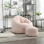 Bedding Bean Bag Sofa Chair with High-Pressure Foam and Footrest, Pink Microfiber - Grand Goldman Shop