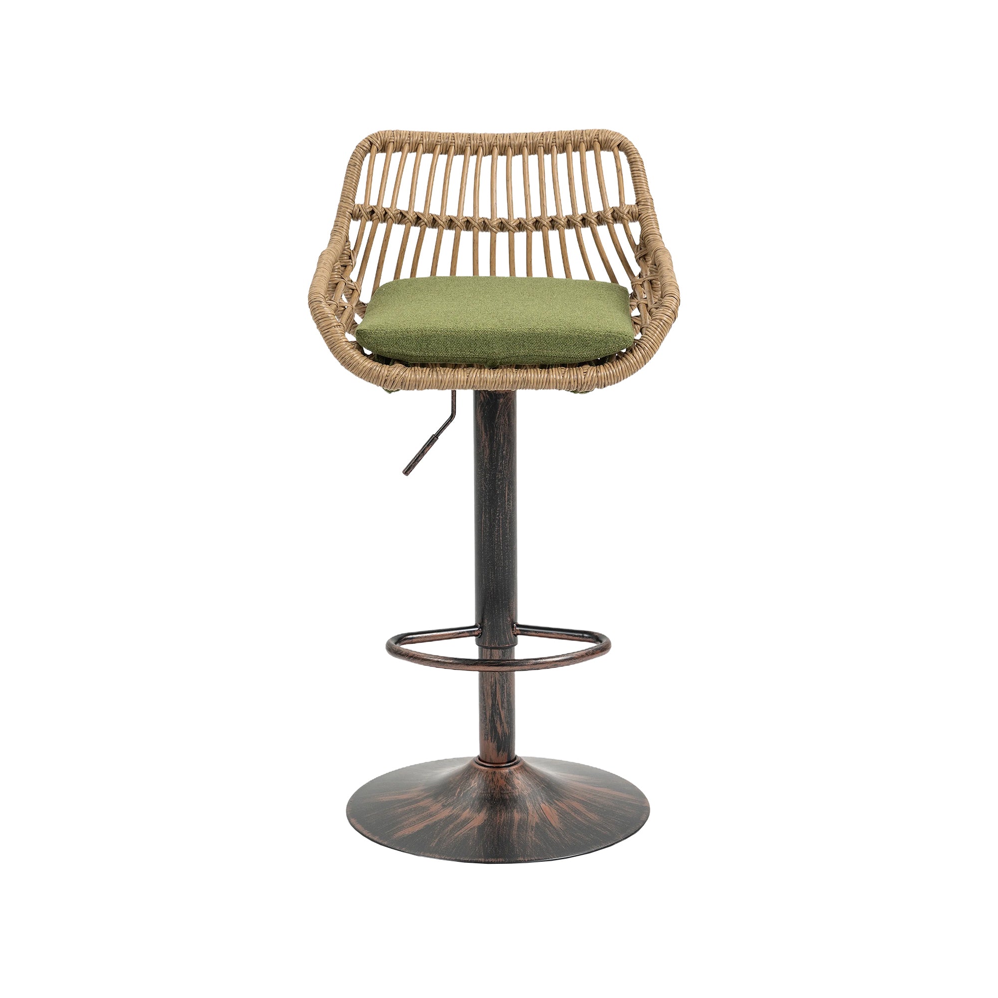 COOLMORE Modern Swivel Bar Stools Set of 2 with Adjustable Height and Footrest in Green Linen - Grand Goldman Shop