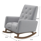 Premium Demetrius Light Grey Fabric Solid Wood Rocking Chair for Living Room and Nursery 36.6'H x 27.5'W x 39'D or Living Room Bedroom Reading - Grand Goldman Shop
