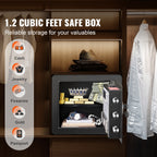 Safe 1.2 Cubic Feet Home Safe Steel for Cash Gold 15.8x11.8x13.8 inch | Premium Home Decor - Grand Goldman