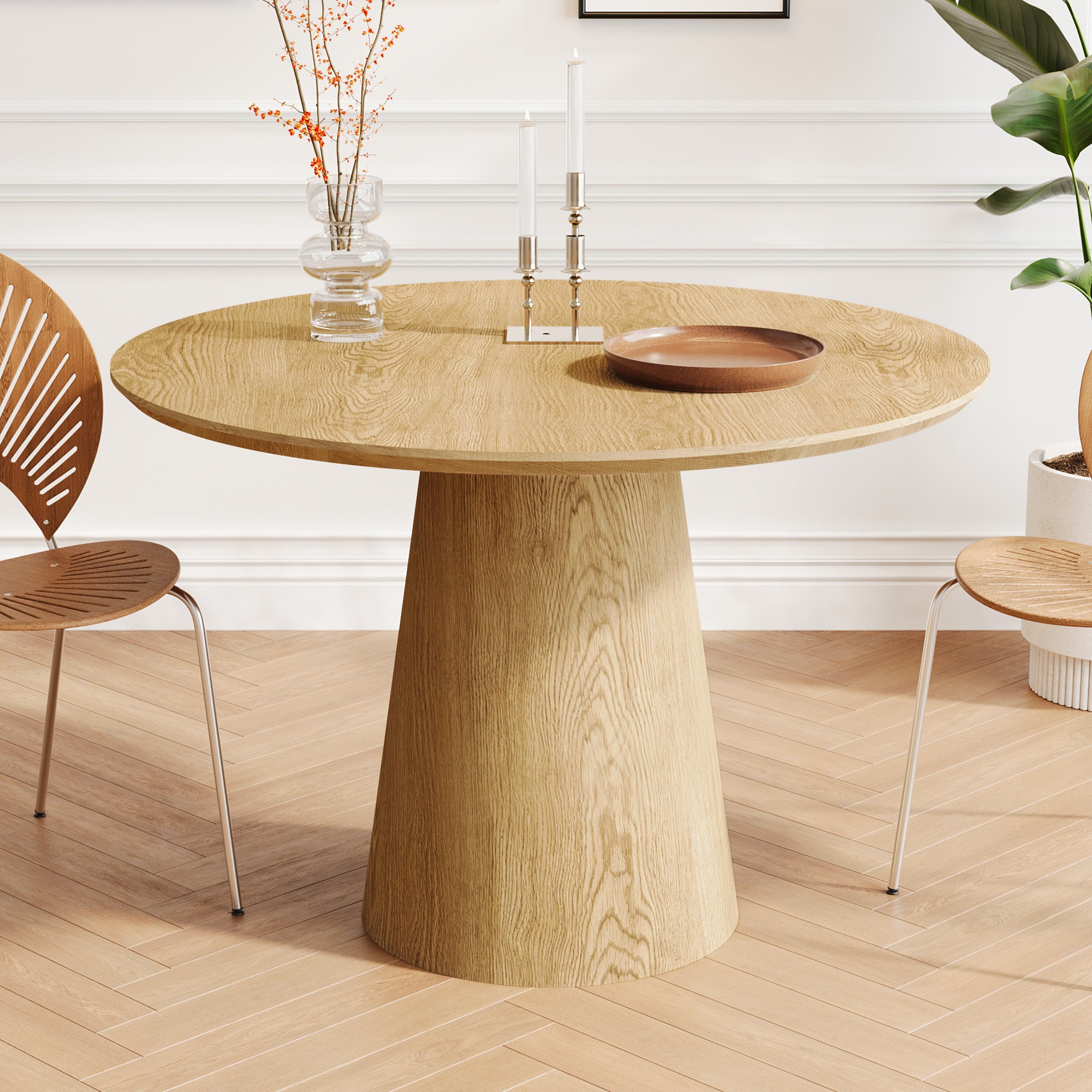 43 inch Wooden circular dining table, modern minimalist round table, MDF colored table, - Grand Goldman Shop