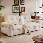 W3820S00024, a 77-inch convertible sofa bed, and a 2-in-1 piece suitable for both sitting and lying. Made of cloud-like fabric, it is applicable to living rooms, bedrooms and apart - Grand Goldman Shop