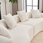 LY-025 Full Compression Sponge Sofa Cloud White Curved Modular Sectional 30D High-Density Chenille Sleeper Couch 110'L - Grand Goldman Shop
