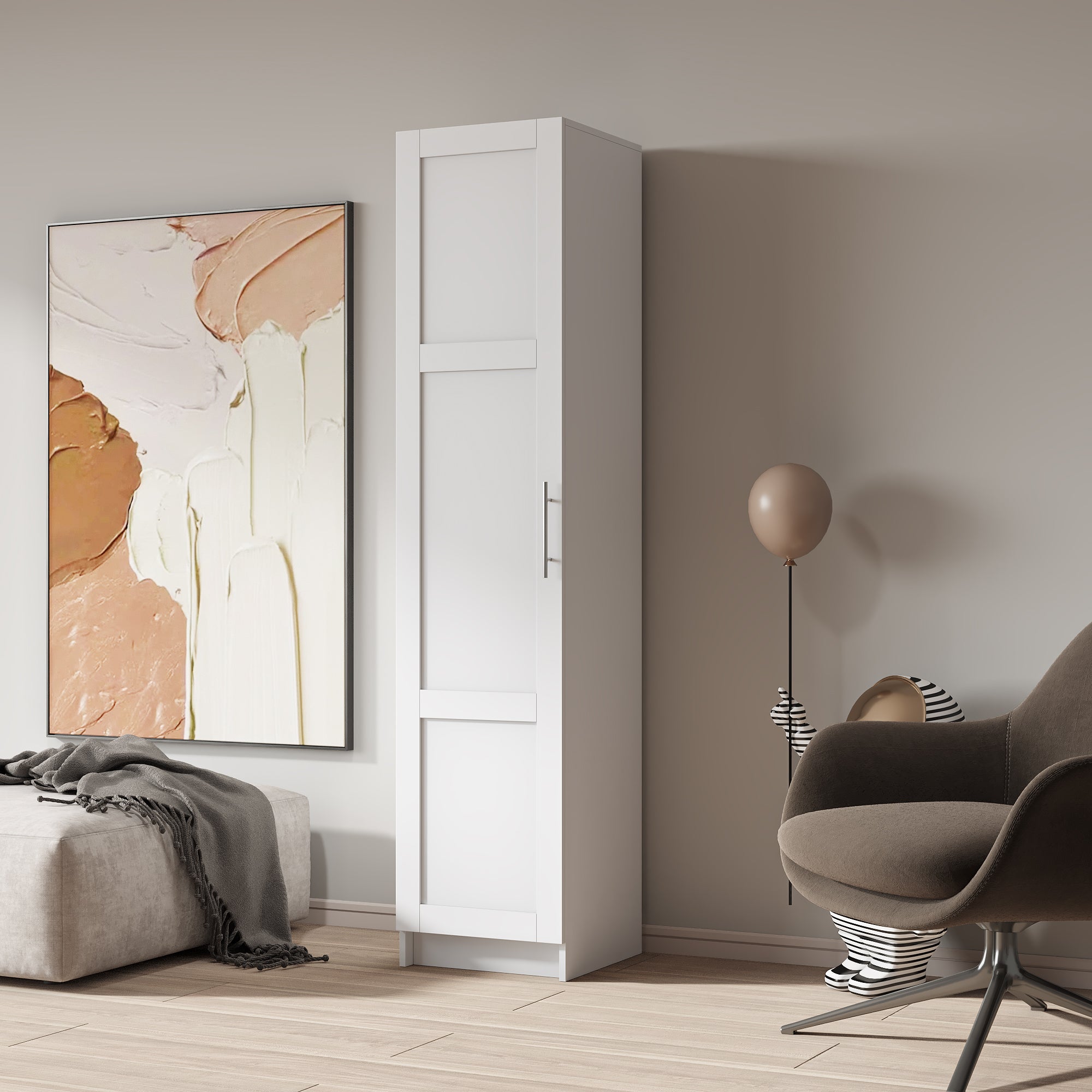 Stackable Wall Mounted Storage Cabinet, 15.75' D x 15.75' W x 70.87' H, White - Grand Goldman Shop