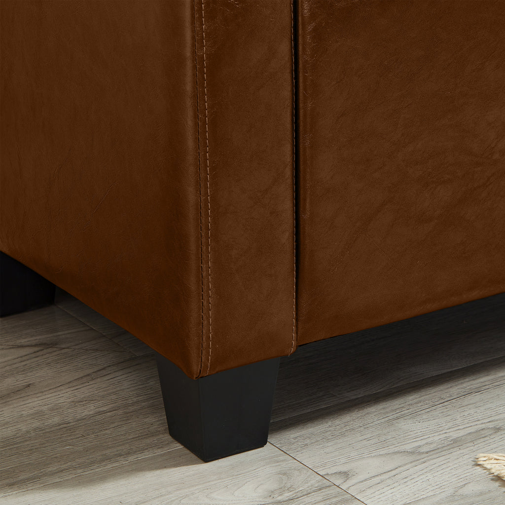 48' Ottoman Bench with Storage, Bench for Bedroom,Living Room,Hallway, Upholstered Tufted Faux Leather PU Ottoman Brown - Grand Goldman Shop