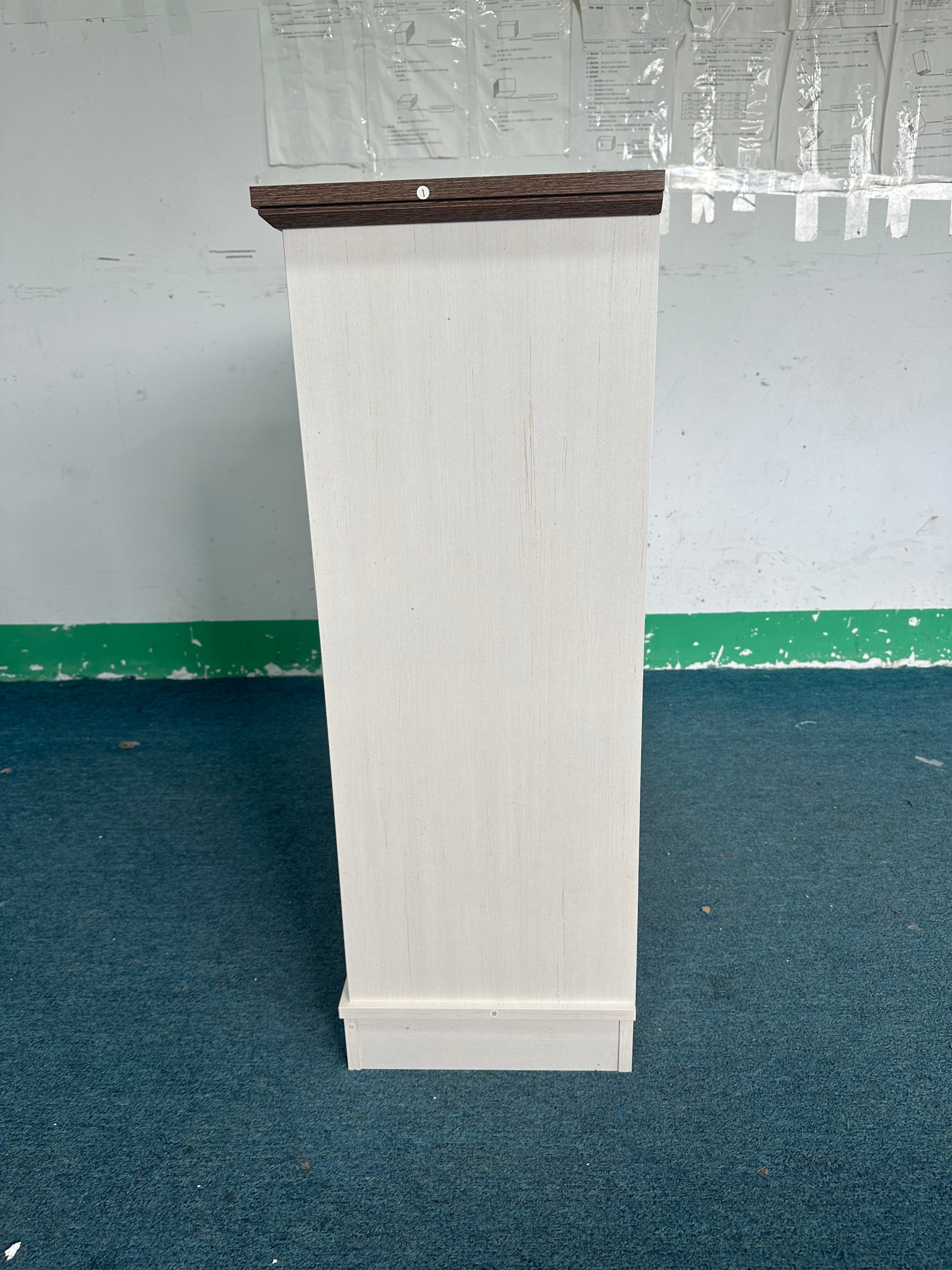 20 Gallon Tilt Out Trash Cabinet Freestanding Trash Bin Cabinet Wood Garbage Recycling Cabinet with Drawer Pet Proof Trash Can Holder for Kitchen Living Room, Antique White (Not include trash can) - Grand Goldman Shop