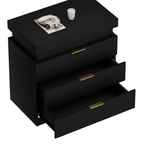 Nightstand with Charging Station and LED Lights,Night Stand with Sliding Top for Bedroom,Bedside Table with Drawers,Modern End Side Table,Black.28.8''W x 17''D x 30.5''H. - Grand Goldman Shop