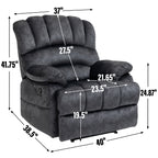 Large Manual Recliner Chair in Fabric for Living Room, Grey - Grand Goldman Shop