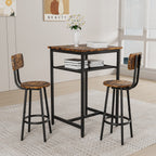 Bar table, equipped with 2 bar stools , with backrest and partition (Rustic Brown) - Grand Goldman Shop