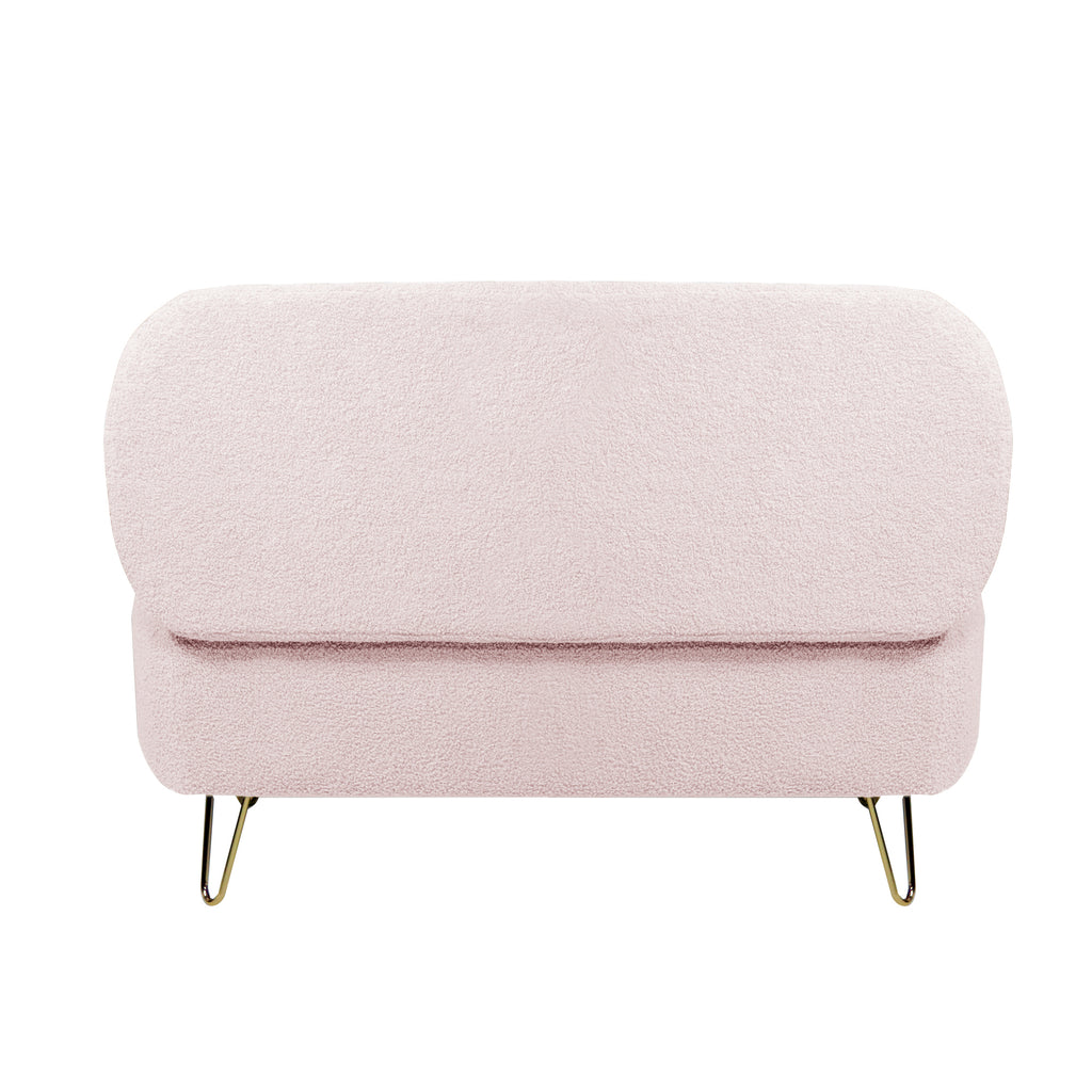 Pink Storage Ottoman Bench for End of Bed Gold Legs, Modern Grey Faux Fur Entryway Bench Upholstered Padded with Storage for Living Room Bedroom - Grand Goldman Shop